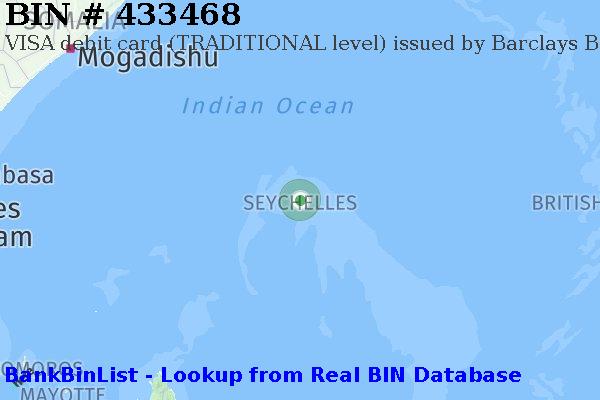 BIN 433468 VISA debit Seychelles SC