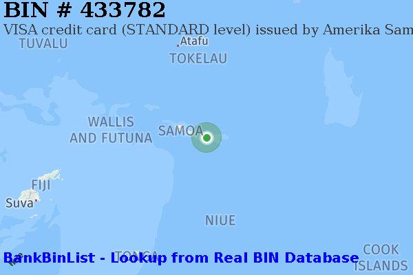 BIN 433782 VISA credit American Samoa AS