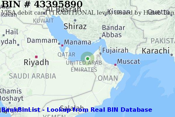 BIN 43395890 VISA debit United Arab Emirates AE