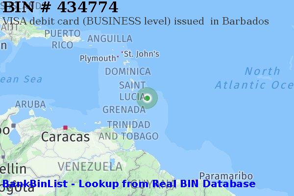 BIN 434774 VISA debit Barbados BB