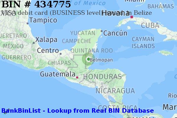 BIN 434775 VISA debit Belize BZ