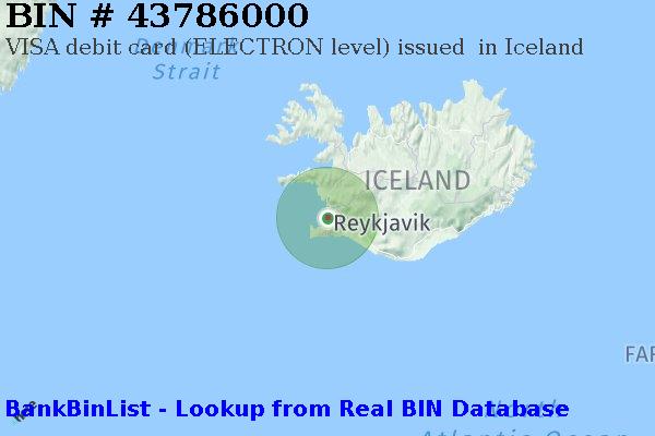 BIN 43786000 VISA debit Iceland IS