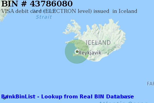 BIN 43786080 VISA debit Iceland IS