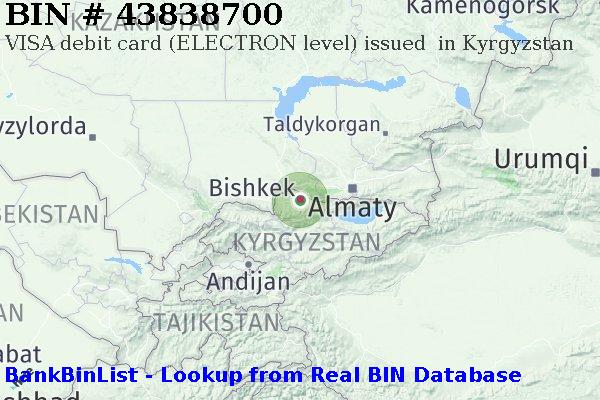 BIN 43838700 VISA debit Kyrgyzstan KG