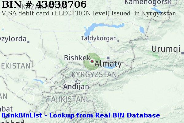 BIN 43838706 VISA debit Kyrgyzstan KG