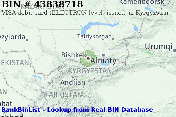 BIN 43838718 VISA debit Kyrgyzstan KG