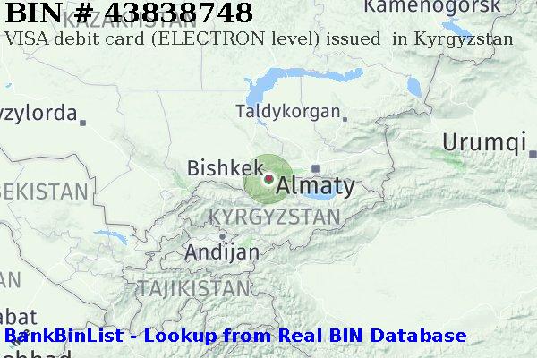 BIN 43838748 VISA debit Kyrgyzstan KG