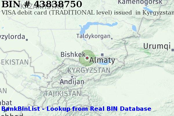 BIN 43838750 VISA debit Kyrgyzstan KG