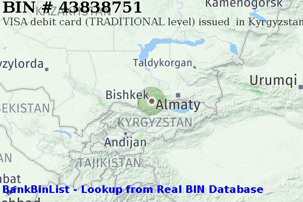 BIN 43838751 VISA debit Kyrgyzstan KG