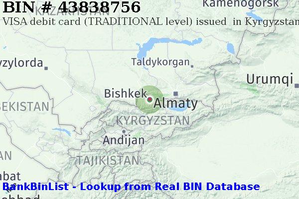 BIN 43838756 VISA debit Kyrgyzstan KG