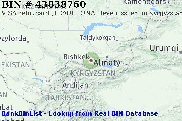 BIN 43838760 VISA debit Kyrgyzstan KG