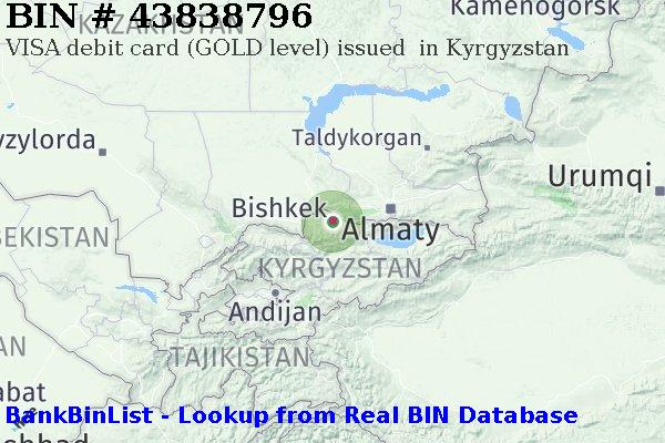 BIN 43838796 VISA debit Kyrgyzstan KG