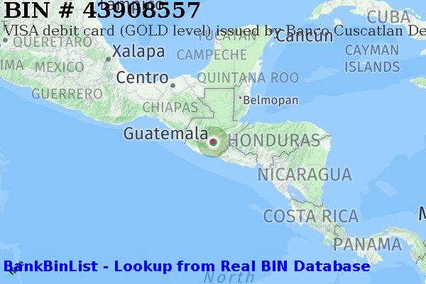 BIN 43908557 VISA debit Guatemala GT
