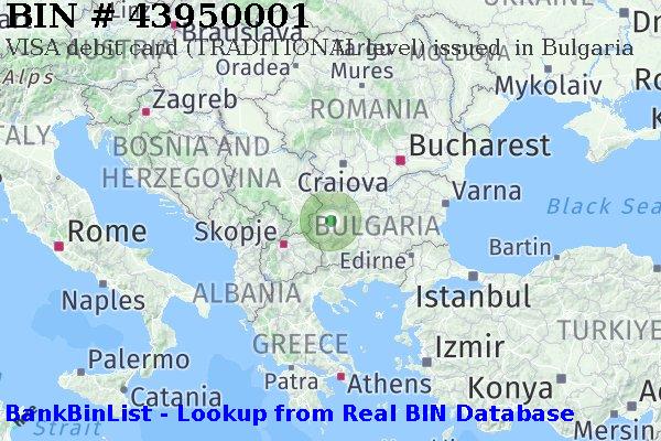 BIN 43950001 VISA debit Bulgaria BG