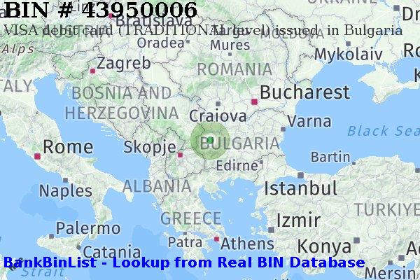 BIN 43950006 VISA debit Bulgaria BG