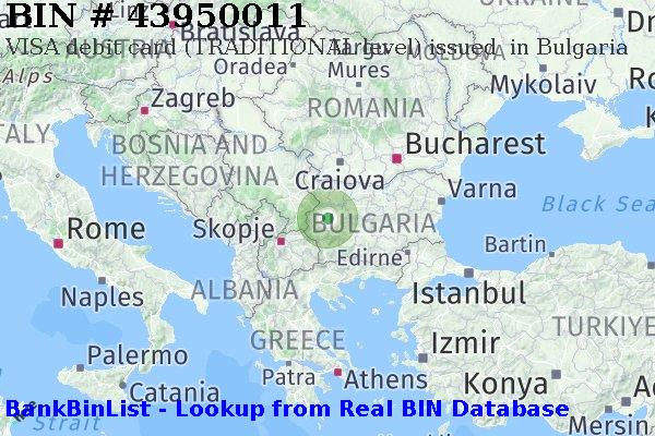 BIN 43950011 VISA debit Bulgaria BG