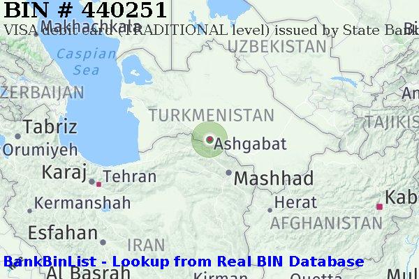 BIN 440251 VISA debit Turkmenistan TM