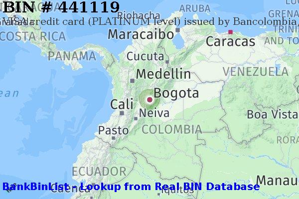 BIN 441119 VISA credit Colombia CO