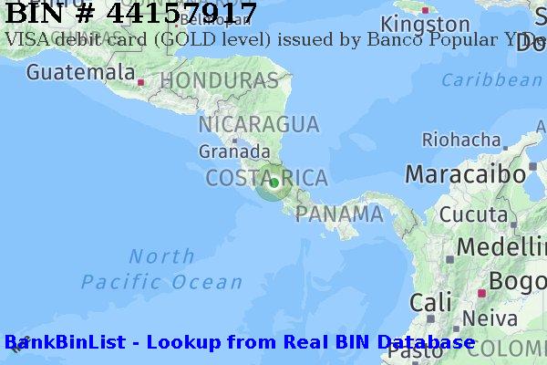 BIN 44157917 VISA debit Costa Rica CR