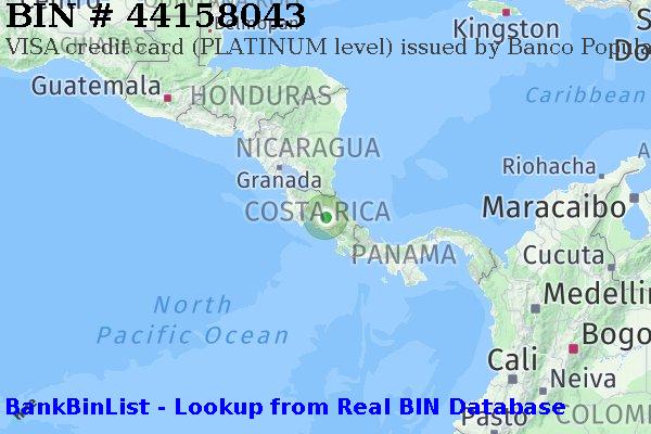 BIN 44158043 VISA credit Costa Rica CR