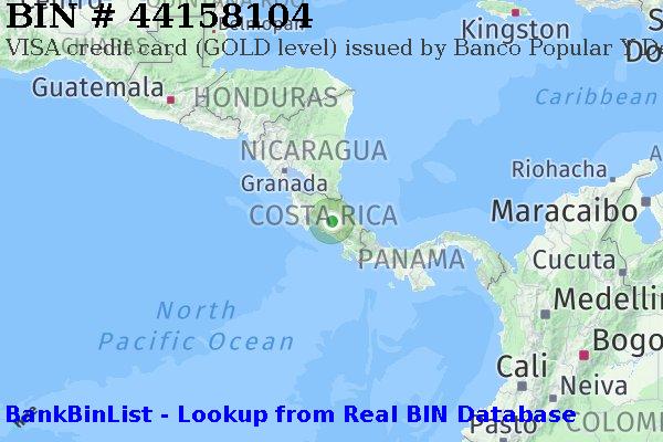 BIN 44158104 VISA credit Costa Rica CR