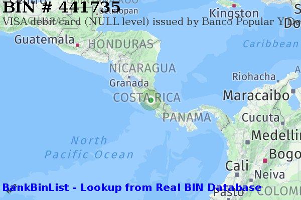 BIN 441735 VISA debit Costa Rica CR