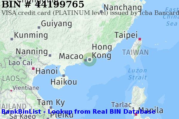 BIN 44199765 VISA credit Hong Kong HK
