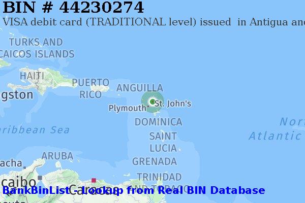 BIN 44230274 VISA debit Antigua and Barbuda AG
