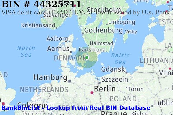 BIN 44325711 VISA debit Denmark DK