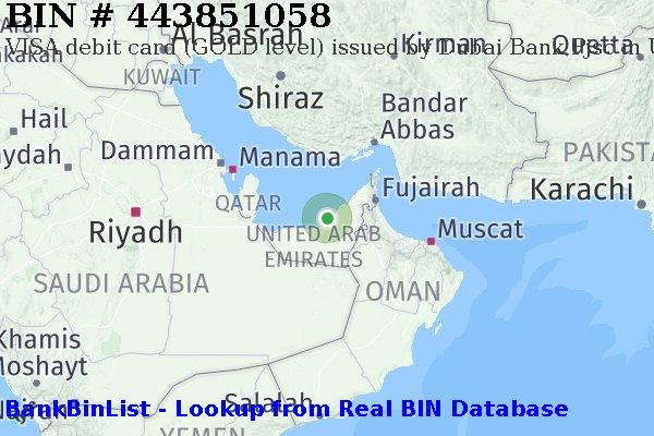 BIN 443851058 VISA debit United Arab Emirates AE