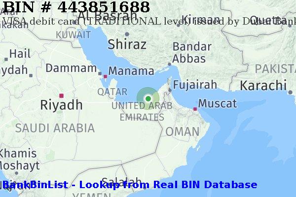 BIN 443851688 VISA debit United Arab Emirates AE