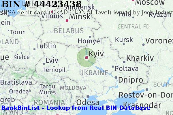 BIN 44423438 VISA debit Ukraine UA