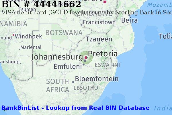 BIN 44441662 VISA debit South Africa ZA