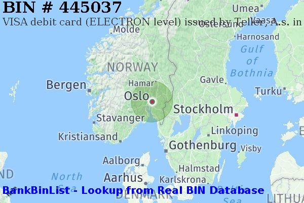 BIN 445037 VISA debit Norway NO