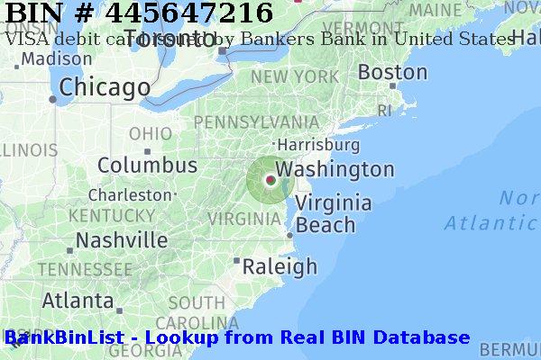 BIN 445647216 VISA debit United States US