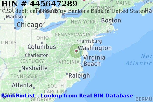 BIN 445647289 VISA debit United States US