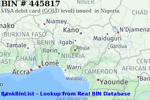 BIN 445817 VISA debit Nigeria NG