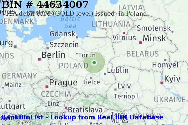 BIN 44634007 VISA debit Poland PL