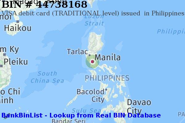 BIN 44738168 VISA debit Philippines PH