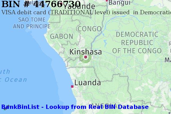 BIN 44766730 VISA debit Democratic Republic of the Congo CD