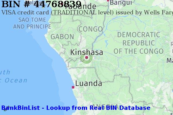 BIN 44768839 VISA credit Democratic Republic of the Congo CD