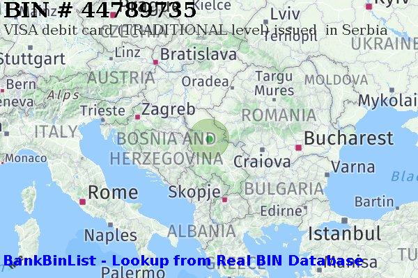 BIN 44789735 VISA debit Serbia RS