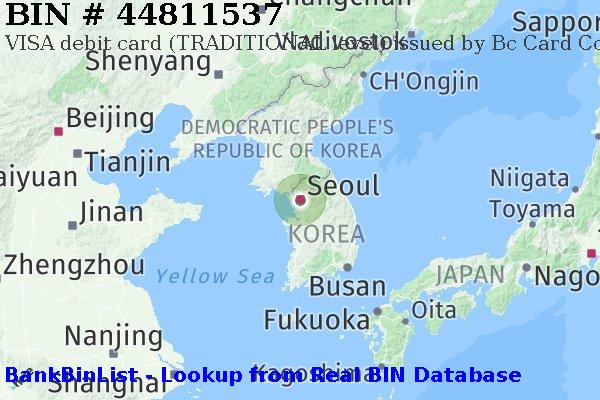 BIN 44811537 VISA debit South Korea KR