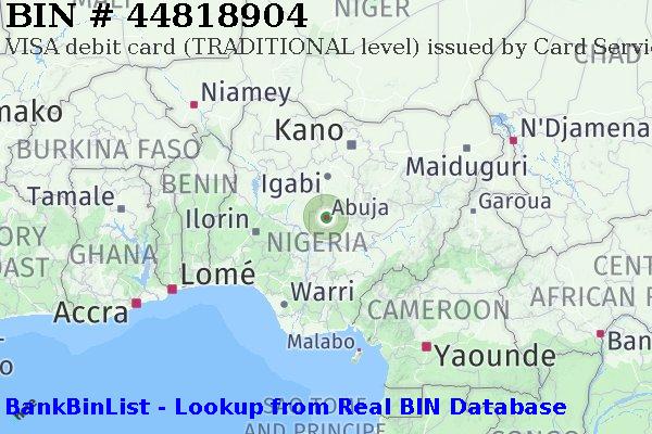 BIN 44818904 VISA debit Nigeria NG