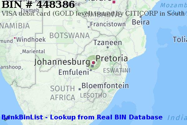 BIN 448386 VISA debit South Africa ZA