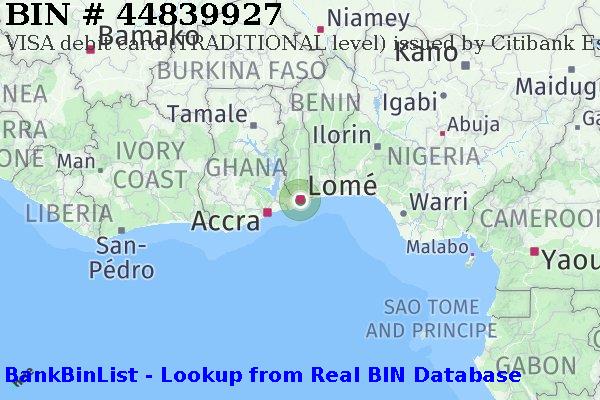 BIN 44839927 VISA debit Togo TG