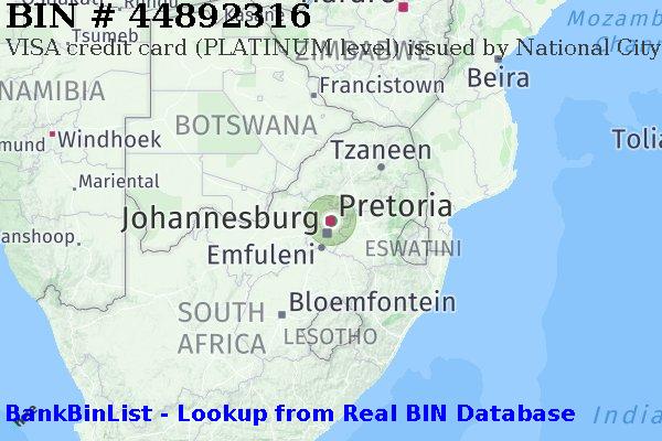 BIN 44892316 VISA credit South Africa ZA