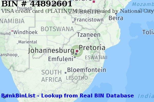 BIN 44892601 VISA credit South Africa ZA