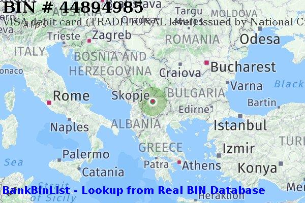 BIN 44894985 VISA debit Macedonia MK