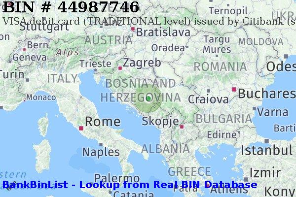 BIN 44987746 VISA debit Bosnia and Herzegovina BA